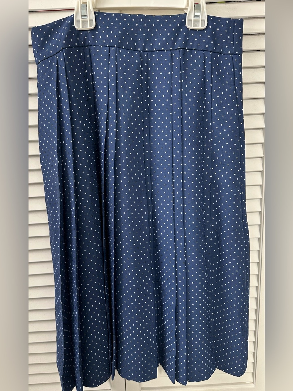 Polka Dot Navy Midi Skirt